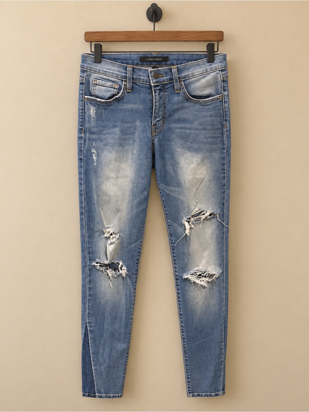 Flying Monkey Light Blue Distressed Skinny Jeans